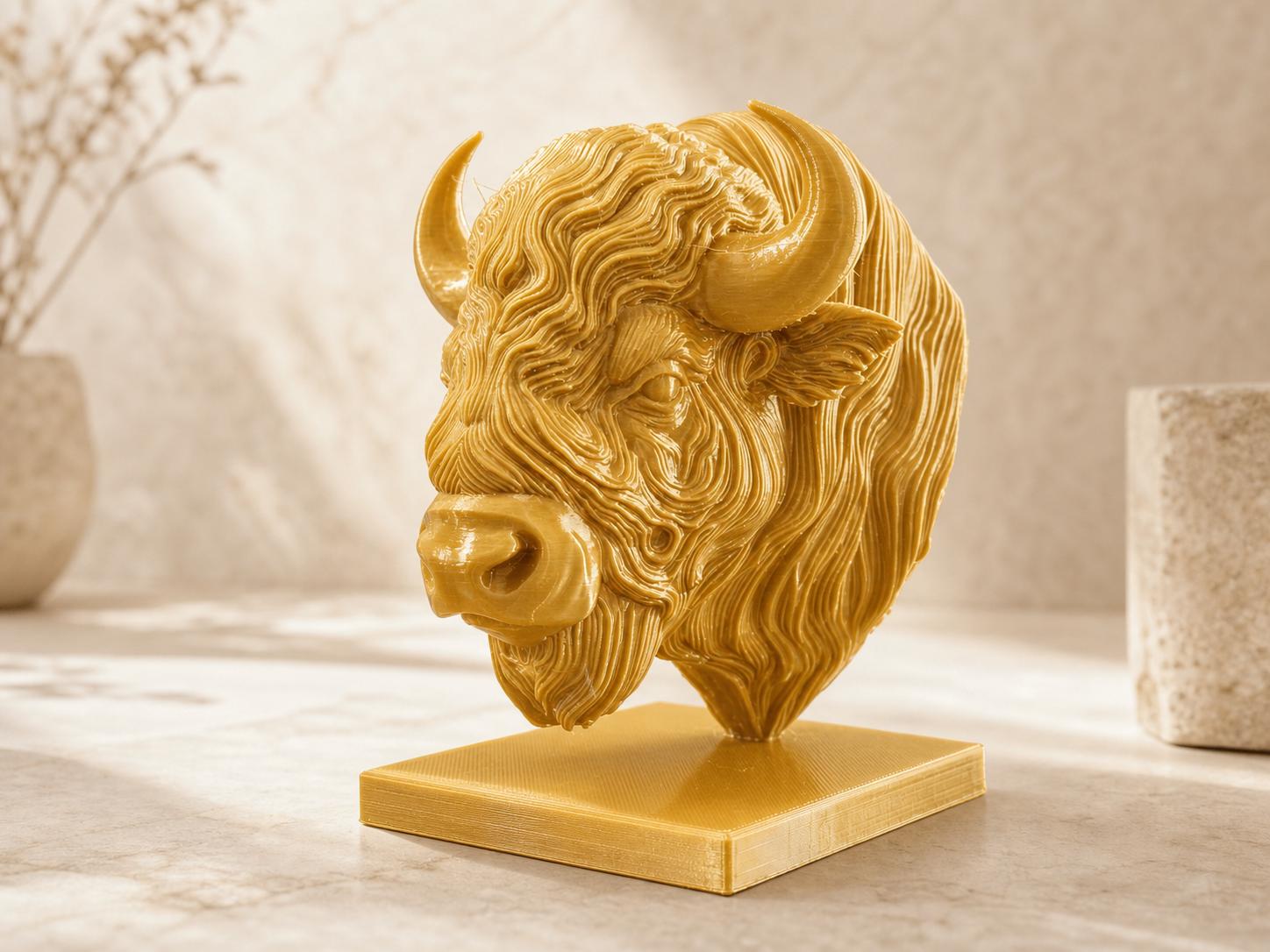 Bison-Geist – ornamentale Bisonbüste auf Sockel | Wildtier-, Western- und Natur-Deko | 5 Größen, 7 Farben | 3D-Druck Made in Germany FehnFactory
