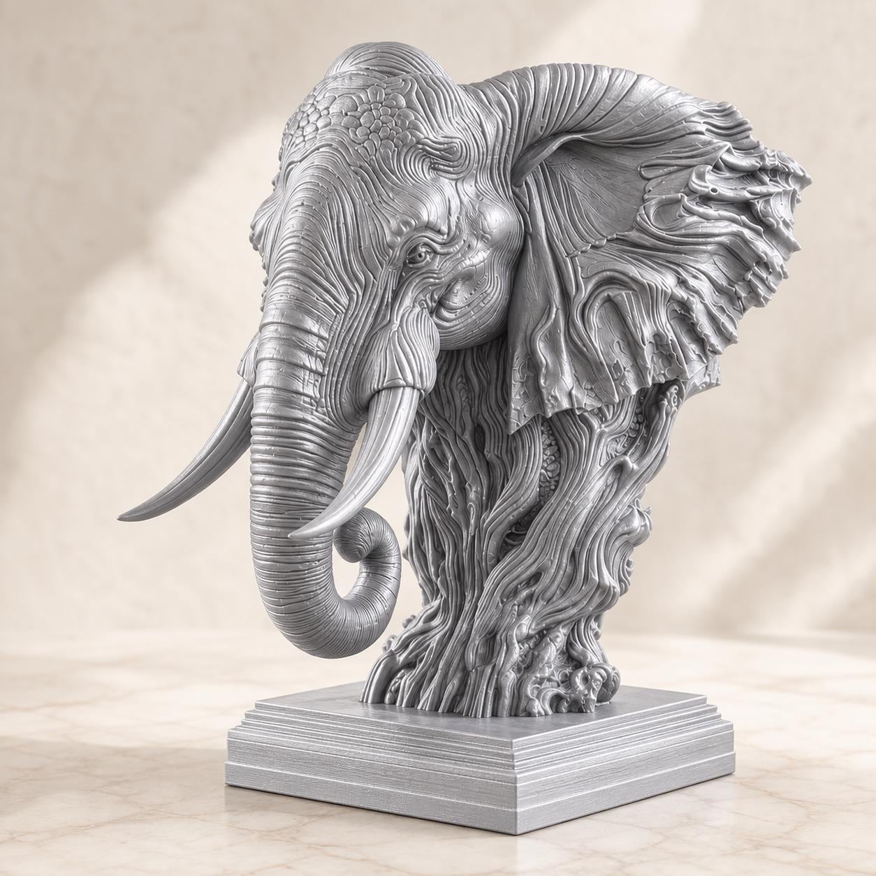 Antiker Elefantengeist – ornamentale Elefantenbüste | Wildtier-Deko | 5 Größen, 7 Farben | 3D-Druck Made in Germany FehnFactory