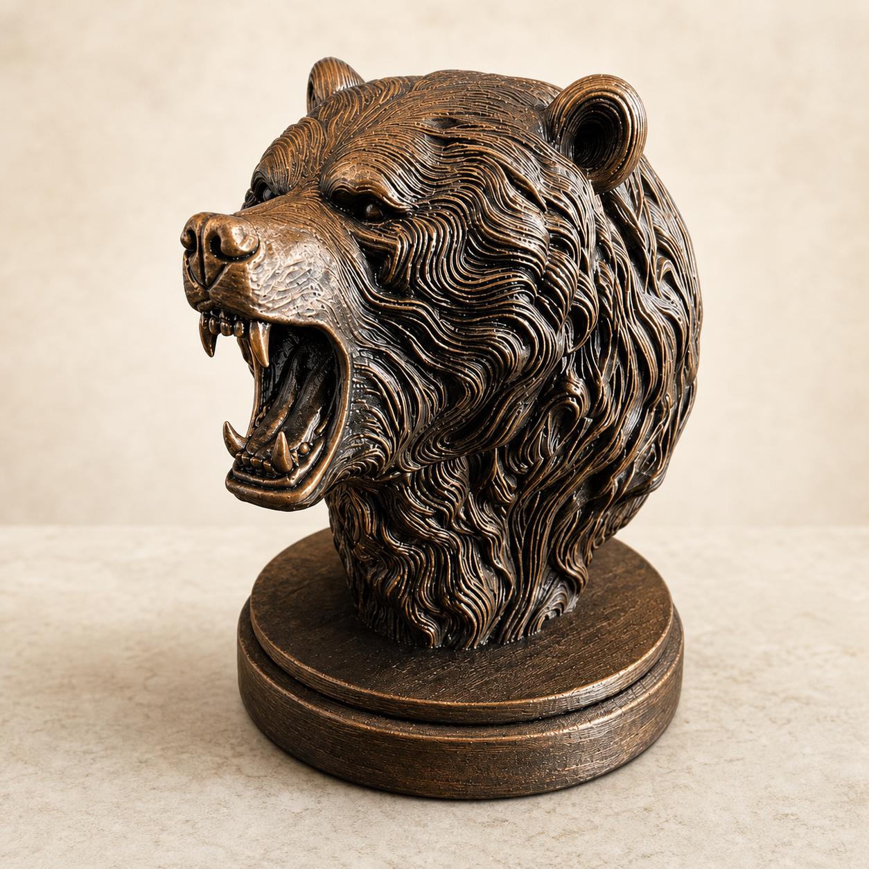 Bärengeist – brüllende ornamentale Bärenbüste | Wildtier- & Wald-Deko | 5 Größen, 7 Farben | 3D-Druck Made in Germany FehnFactory