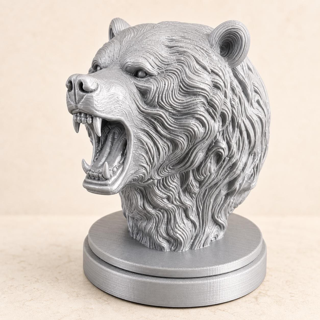 Bärengeist – brüllende ornamentale Bärenbüste | Wildtier- & Wald-Deko | 5 Größen, 7 Farben | 3D-Druck Made in Germany FehnFactory
