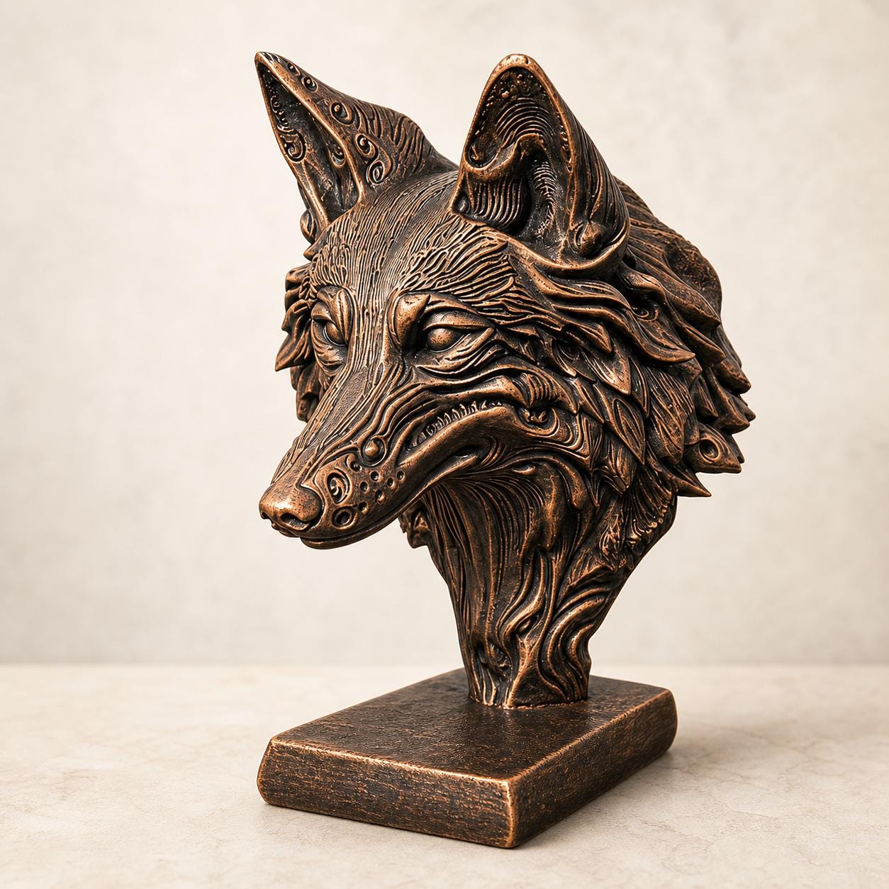 Wolfsgeist – ornamentale Wolfsbüste | Fantasy-, Mythologie- & Wald-Deko | 5 Größen, 7 Farben | 3D-Druck Made in Germany FehnFactory