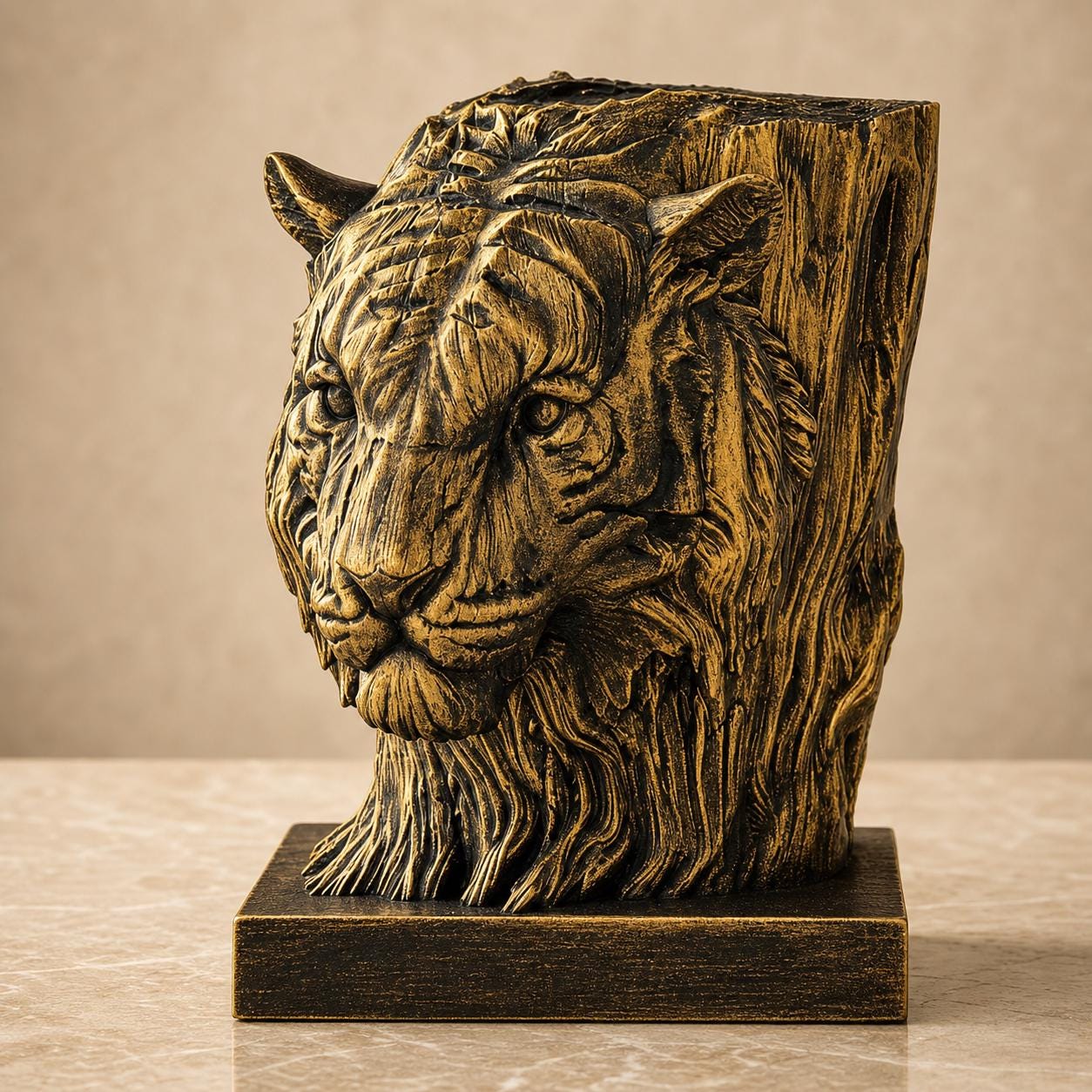Waldhüter-Tiger – Tigerskulptur im Holzschnitzstil | Tiger-Deko | 5 Größen, 7 Farben | 3D-Druck Made in Germany FehnFactory