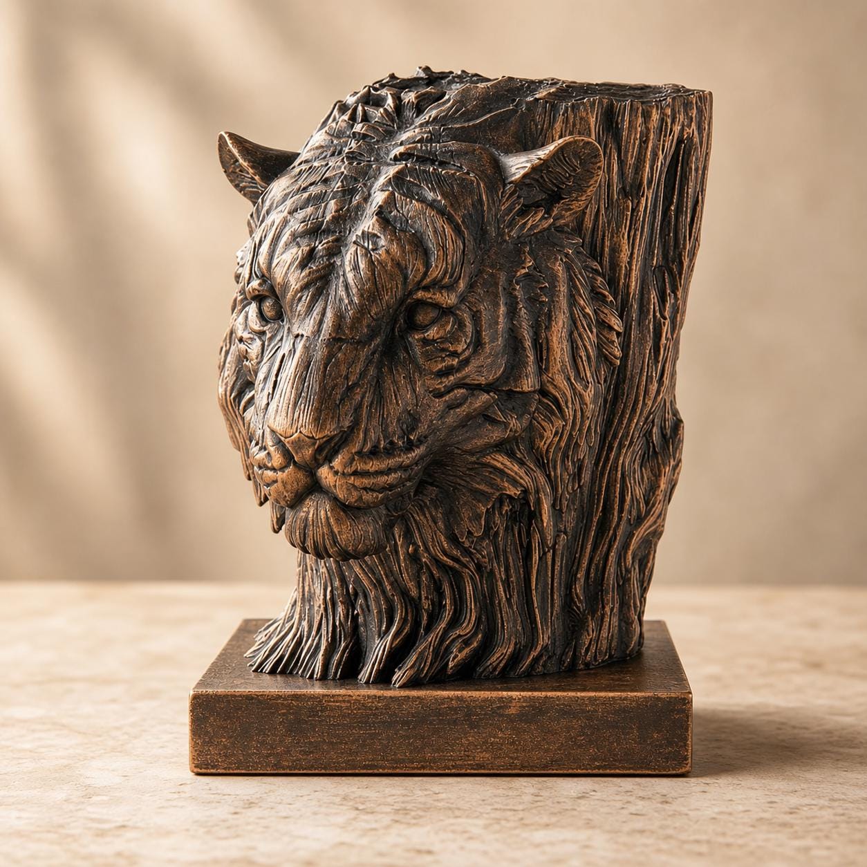 Waldhüter-Tiger – Tigerskulptur im Holzschnitzstil | Tiger-Deko | 5 Größen, 7 Farben | 3D-Druck Made in Germany FehnFactory