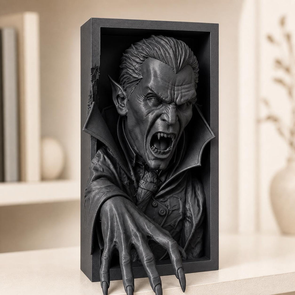 Vampirfürst – gotische Vampir-Buchnische | Dracula Book Nook fürs Bücherregal | 5 Größen, 7 Farben | Made in Germany FehnFactory