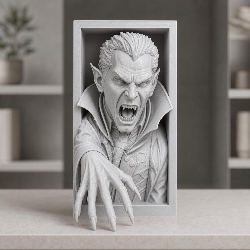 Vampirfürst – gotische Vampir-Buchnische | Dracula Book Nook fürs Bücherregal | 5 Größen, 7 Farben | Made in Germany FehnFactory