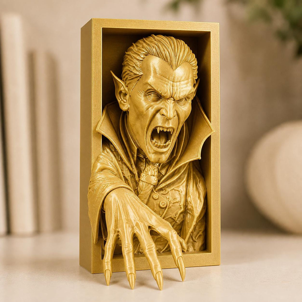 Vampirfürst – gotische Vampir-Buchnische | Dracula Book Nook fürs Bücherregal | 5 Größen, 7 Farben | Made in Germany FehnFactory