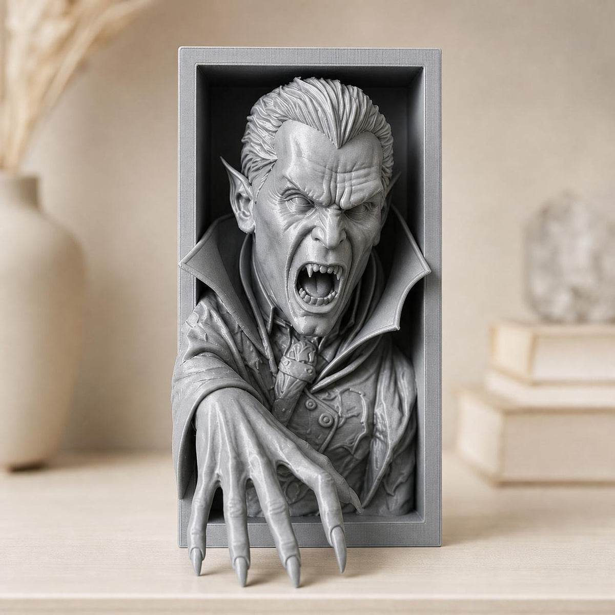 Vampirfürst – gotische Vampir-Buchnische | Dracula Book Nook fürs Bücherregal | 5 Größen, 7 Farben | Made in Germany FehnFactory