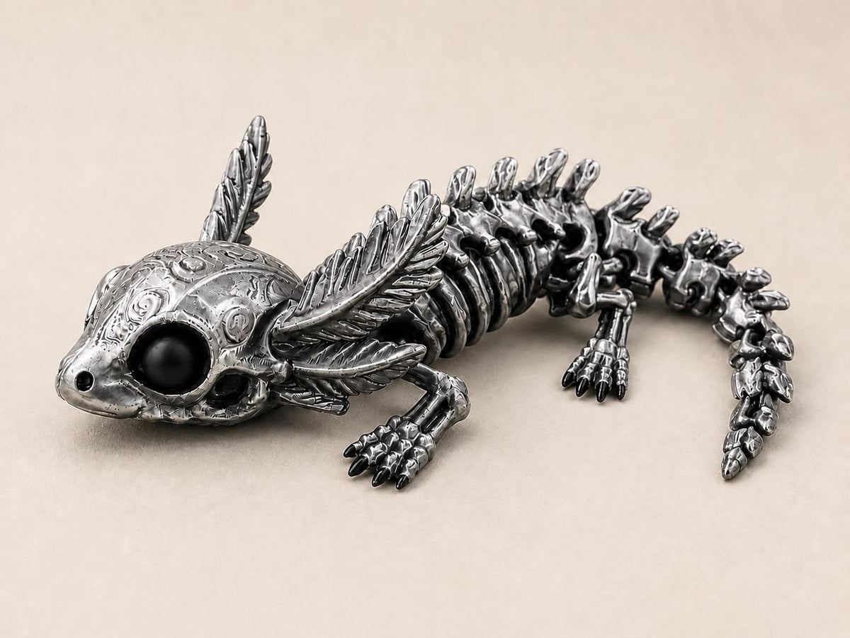 Flexi-Axolotl-Skelett – bewegliche Knochenfigur | 5 Größen, 7 Farben | Made in Germany FehnFactory