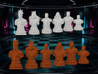 Superhelden-Büsten-Schachfigurenset – komplett 32-teilig | Fantasy-Helden | 3 Größen & 12 Farbpaare