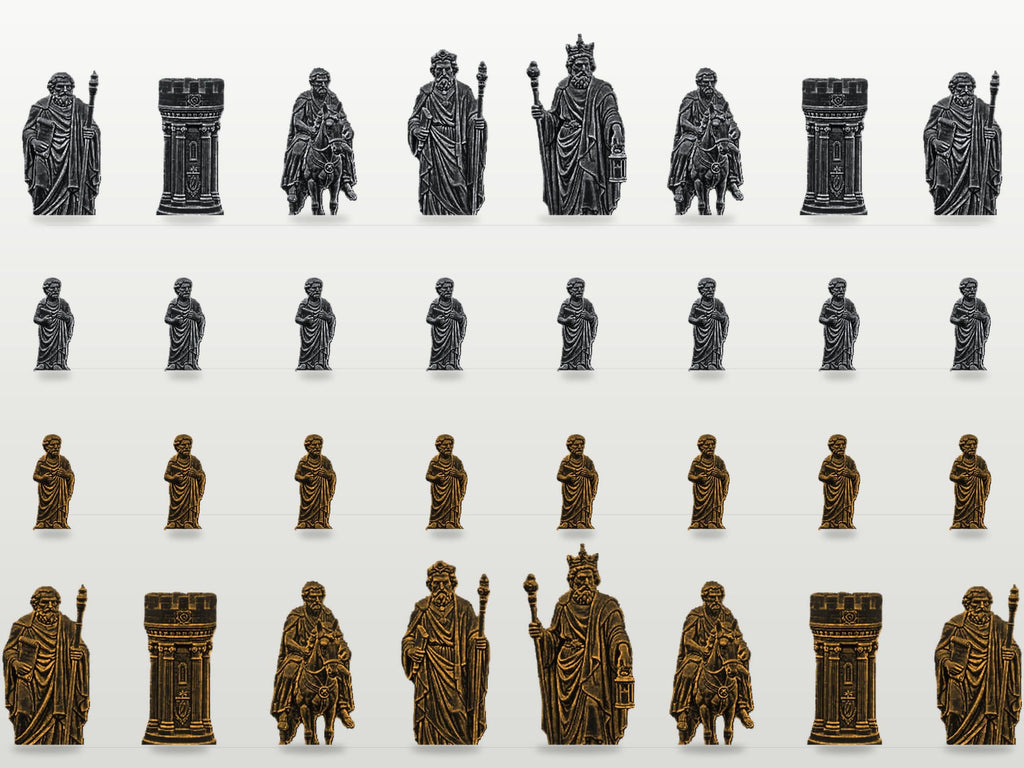 Philosophen-Schachfigurenset – komplett 32-teilig | Antikes Griechenland | 3 Größen & 12 Farbpaare | Made in Germany