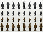 Mythisches Krieger-Schachfigurenset – komplett 32-teilig | Fantasy-Schach | 3 Größen & 12 Farbpaare | Made in Germany