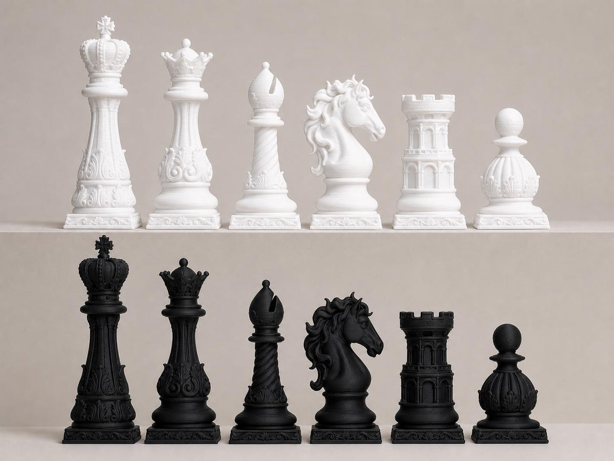 Prunkvolles Barock-Schachfigurenset – komplettes 32-teiliges Schachset | Ornamentale Spielfiguren | Made in Germany