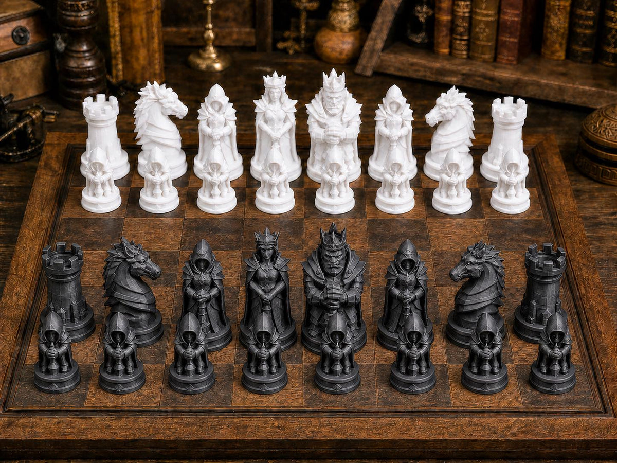 Monster-Lords-Schachfigurenset – komplettes 32-teiliges Fantasy-Schachset | Handbemalt oder gedruckt | Made in Germany