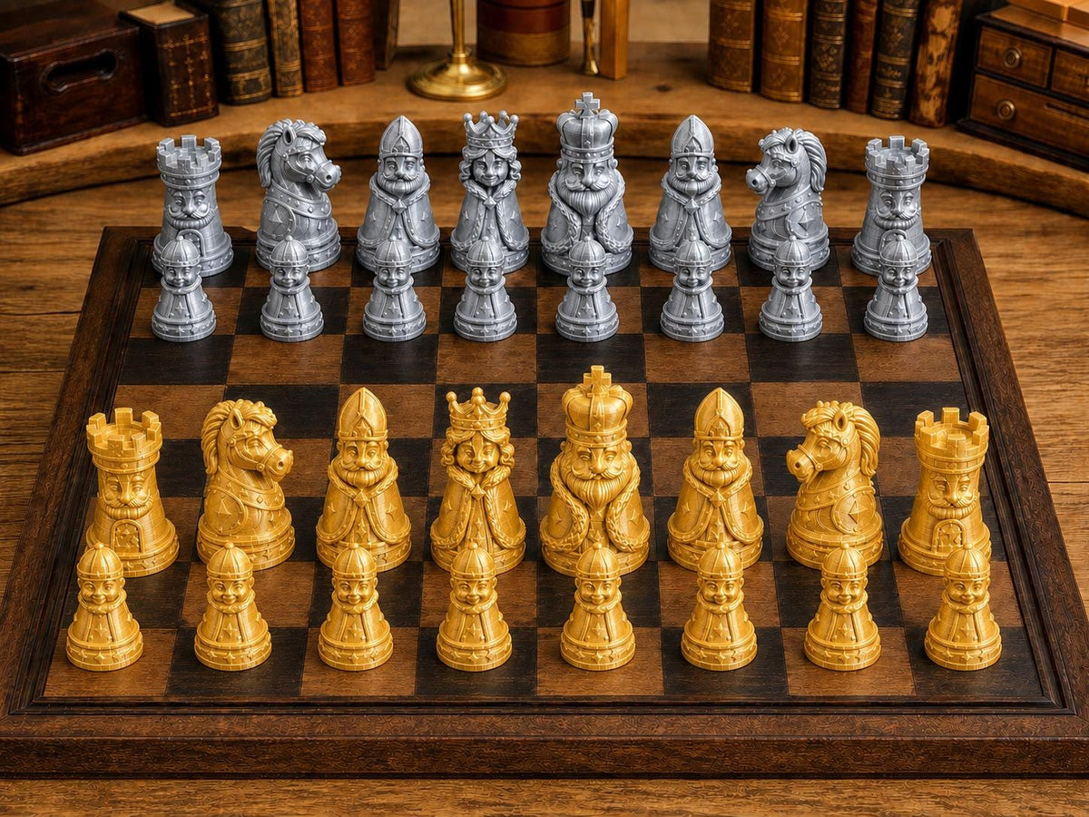 Heiteres Königreich – komplettes 32-teiliges Schachfigurenset | Verspieltes Design | Made in Germany