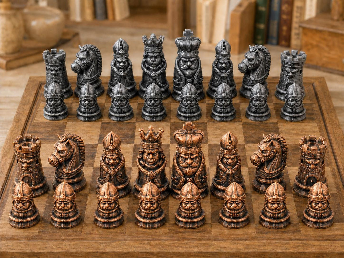 Mürrisches Königreich – komplettes 32-teiliges Schachfigurenset | Verspieltes Design | Made in Germany
