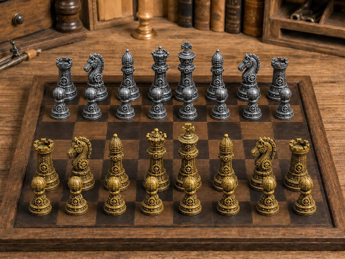 Meisterwerkstatt – komplettes 32-teiliges Schachfigurenset | Verspieltes Design | Made in Germany