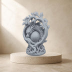 Drachentraum – freistehende Fantasy-Skulptur mit Ei & Lebensbaum | Drachen-Deko | Made in Germany FehnFactory
