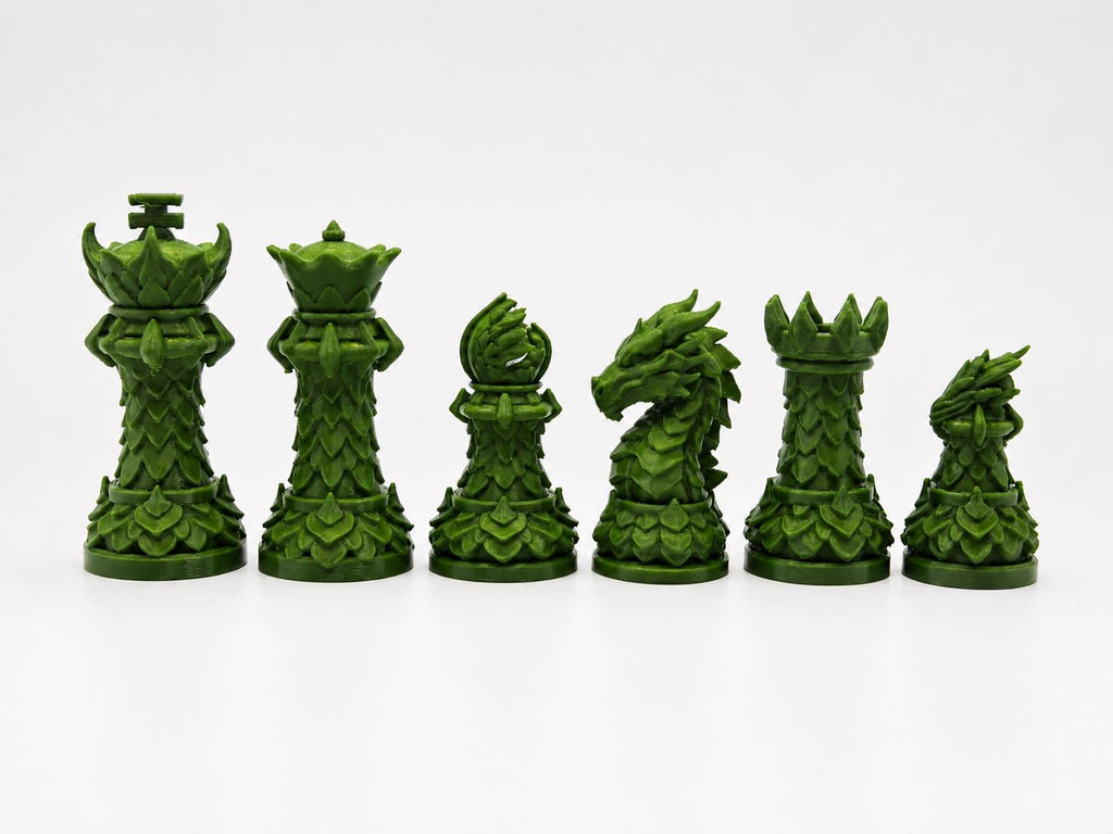 Drachen-Staunton-Schachfigurenset – komplettes 32-teiliges, 3D-gedrucktes PLA-Schachset | Geschenk für Schachfans | Made in Germany FehnFactory