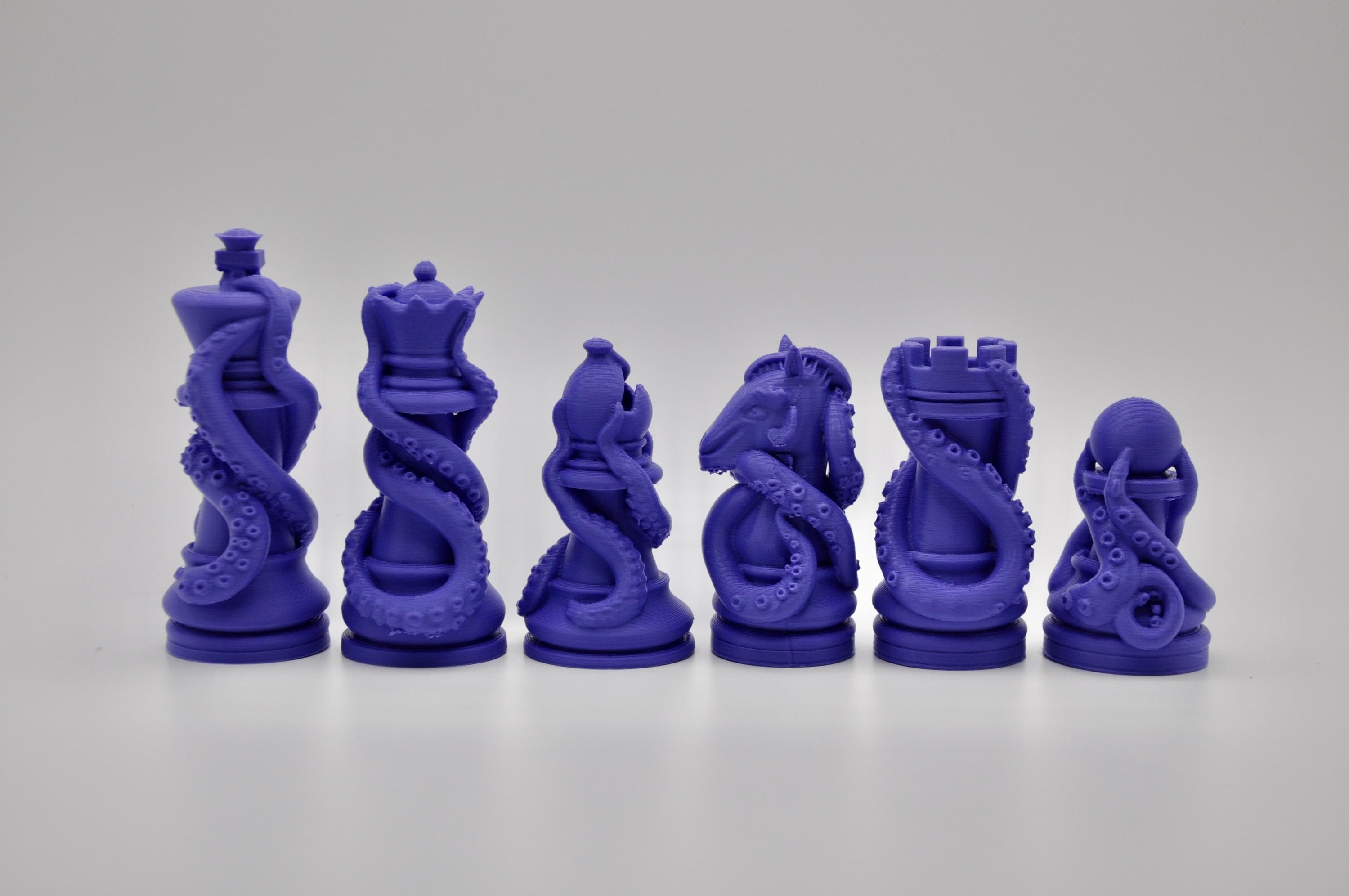 Tentakel-Schachfigurenset – komplettes 32-teiliges, 3D-gedrucktes PLA-Schachset | Geschenk für Schachfans | Sammlerstück | Made in Germany FehnFactory