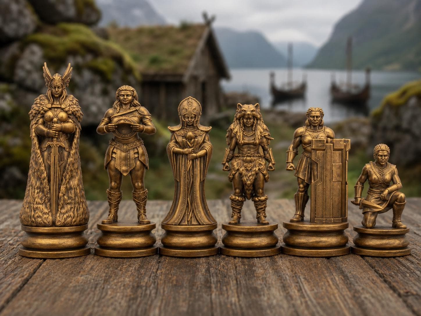 Wikingerinnen-Schachfigurenset – komplettes 32-teiliges, 3D-gedrucktes PLA-Schachset | Geschenk für Schachfans | Made in Germany FehnFactory