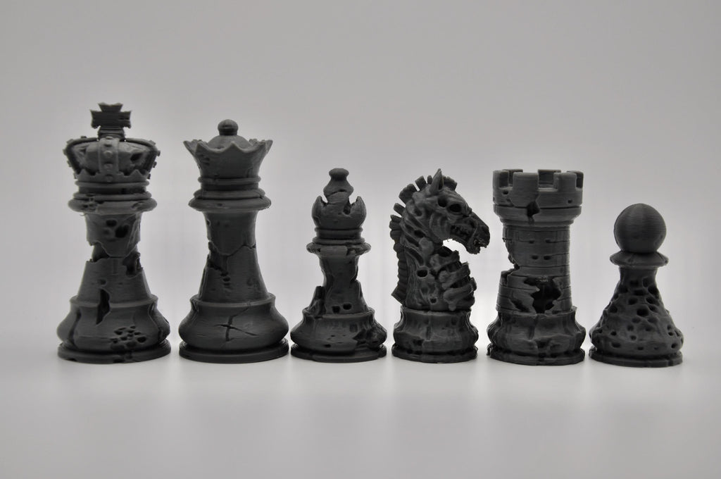 Zombie-Staunton-Schachfigurenset – komplettes 32-teiliges, 3D-gedrucktes PLA-Schachset | Geschenk für Schachfans | Made in Germany FehnFactory