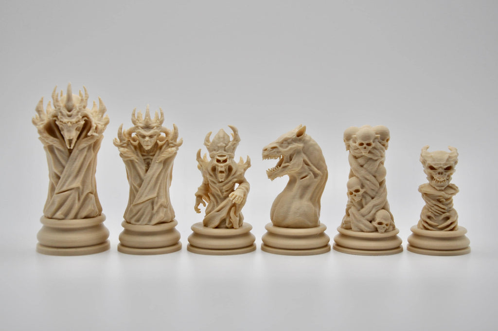 Dämonen-Schachfigurenset – komplettes 32-teiliges, 3D-gedrucktes PLA-Schachset | Geschenk für Schachfans | Sammlerstück | Made in Germany FehnFactory
