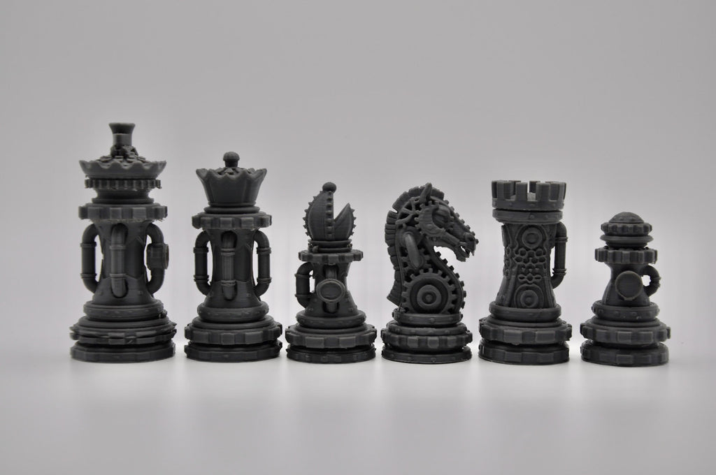 Steampunk-Staunton-Schachfigurenset – komplettes 32-teiliges, 3D-gedrucktes PLA-Schachset | Geschenk für Schachfans | Made in Germany FehnFactory