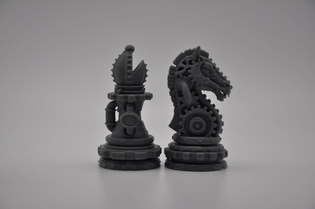 Steampunk-Staunton-Schachfigurenset – komplettes 32-teiliges, 3D-gedrucktes PLA-Schachset | Geschenk für Schachfans | Made in Germany FehnFactory
