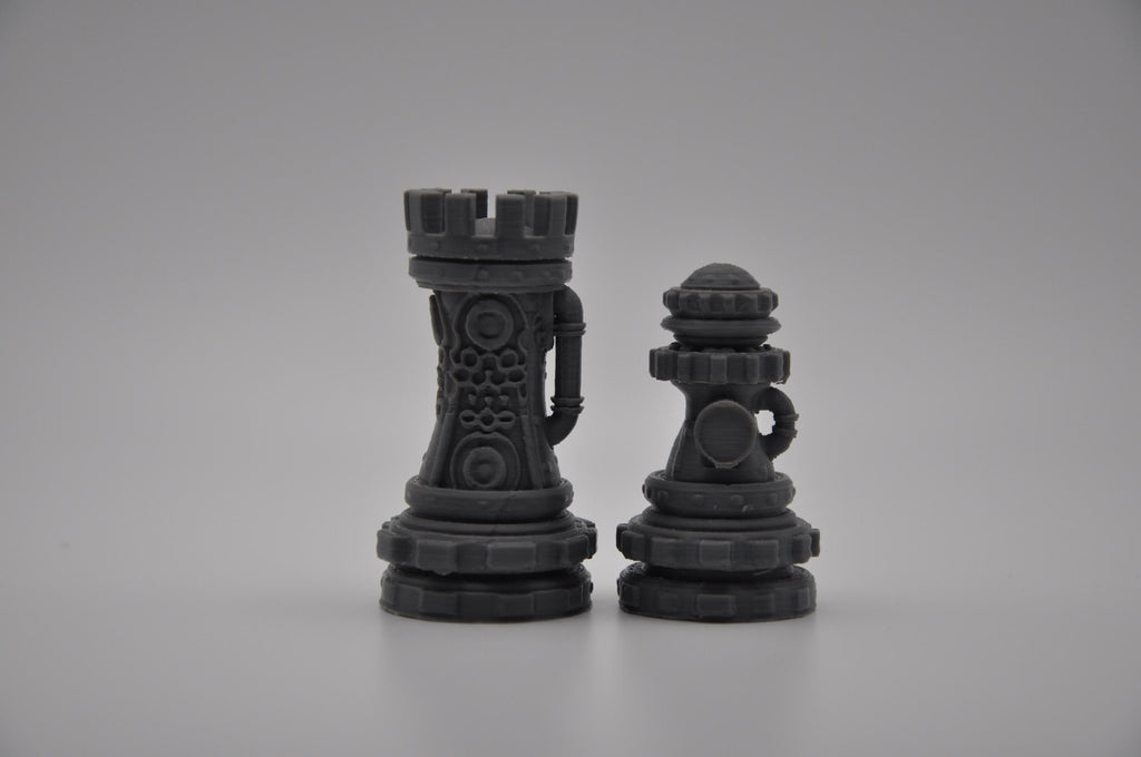 Steampunk-Staunton-Schachfigurenset – komplettes 32-teiliges, 3D-gedrucktes PLA-Schachset | Geschenk für Schachfans | Made in Germany FehnFactory