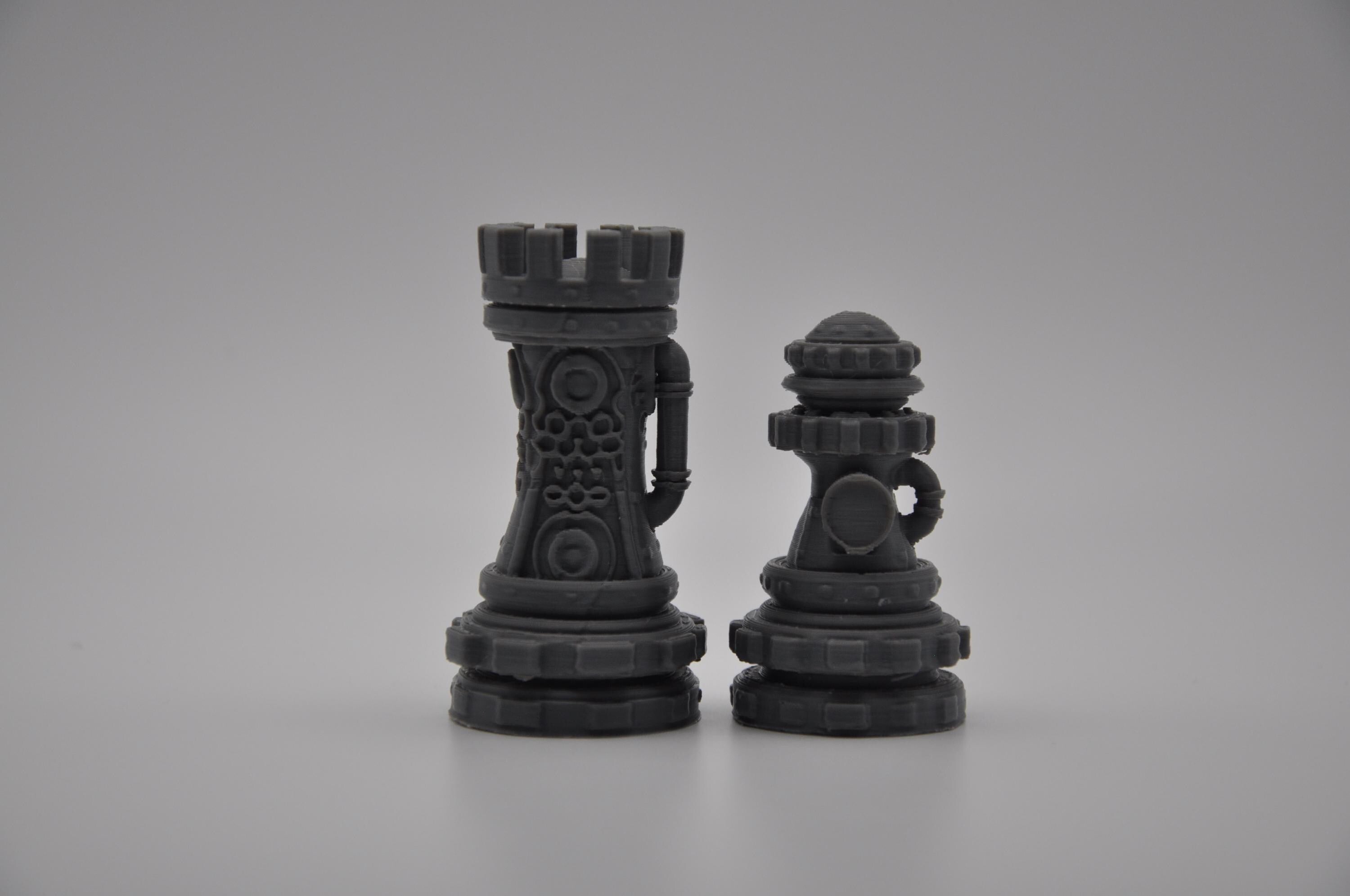 Steampunk-Staunton-Schachfigurenset – komplettes 32-teiliges, 3D-gedrucktes PLA-Schachset | Geschenk für Schachfans | Made in Germany FehnFactory