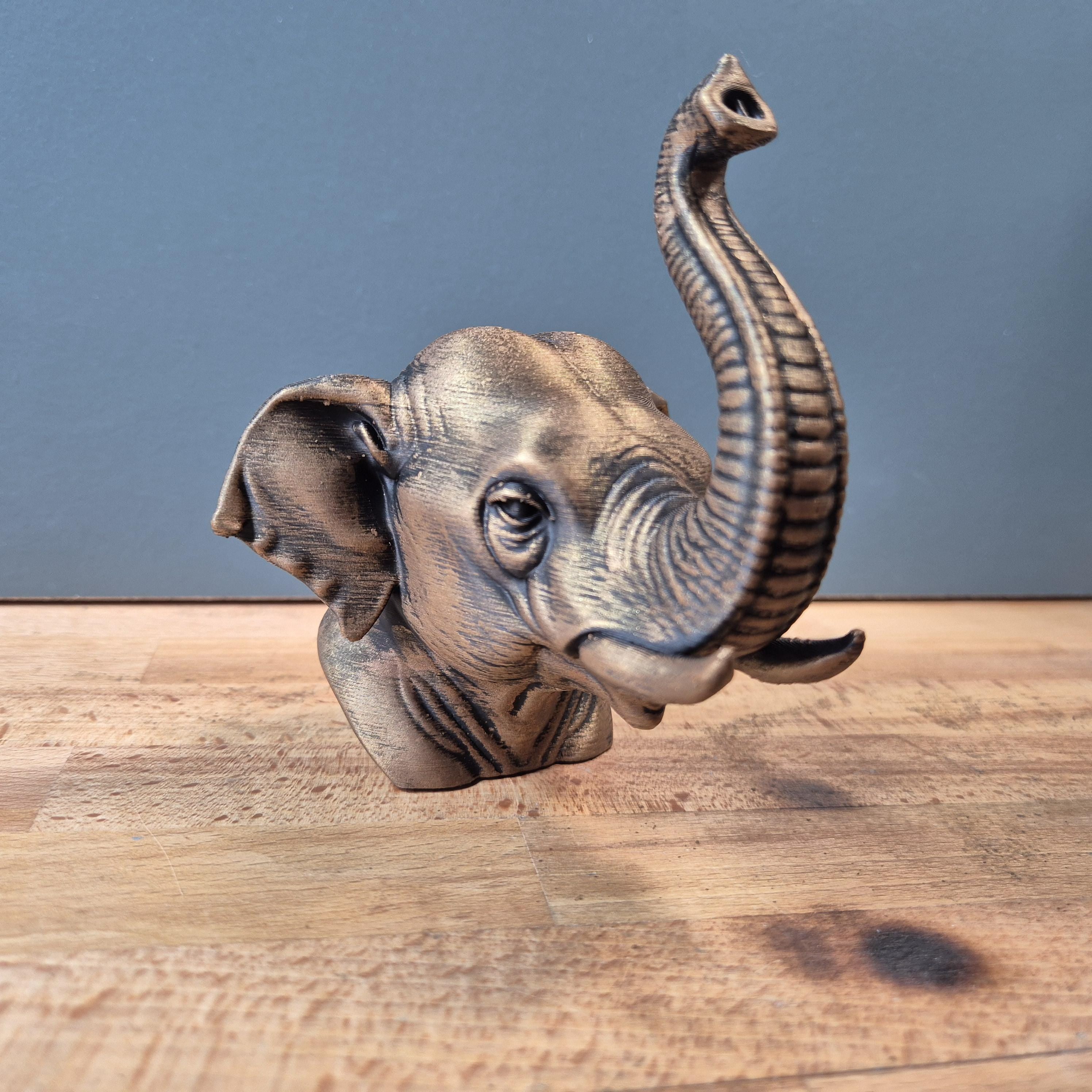 Asiatischer Elefant – detailreiche Tierbüste mit erhobenem Rüssel | 19 Farben & 3 Größen | Made in Germany