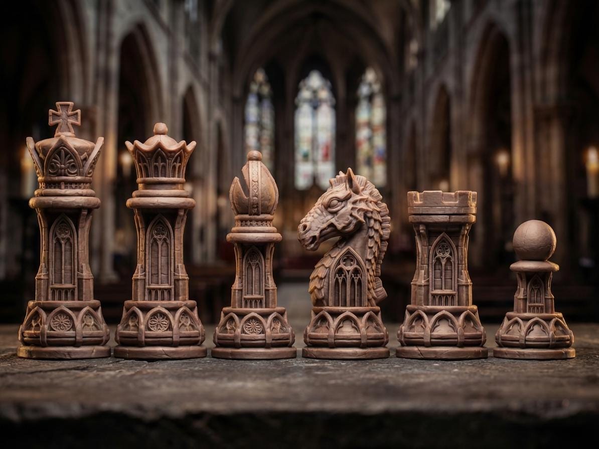 Gothic-Staunton-Schachfigurenset – komplettes 32-teiliges, 3D-gedrucktes PLA-Schachset | Geschenk für Schachfans | Made in Germany FehnFactory