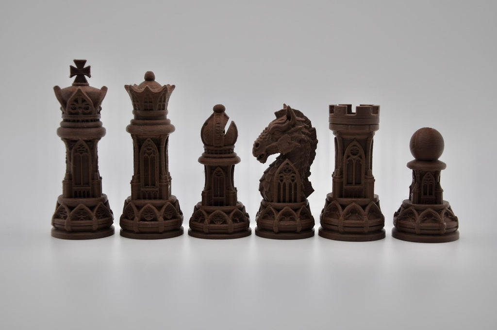 Gothic-Staunton-Schachfigurenset – komplettes 32-teiliges, 3D-gedrucktes PLA-Schachset | Geschenk für Schachfans | Made in Germany FehnFactory