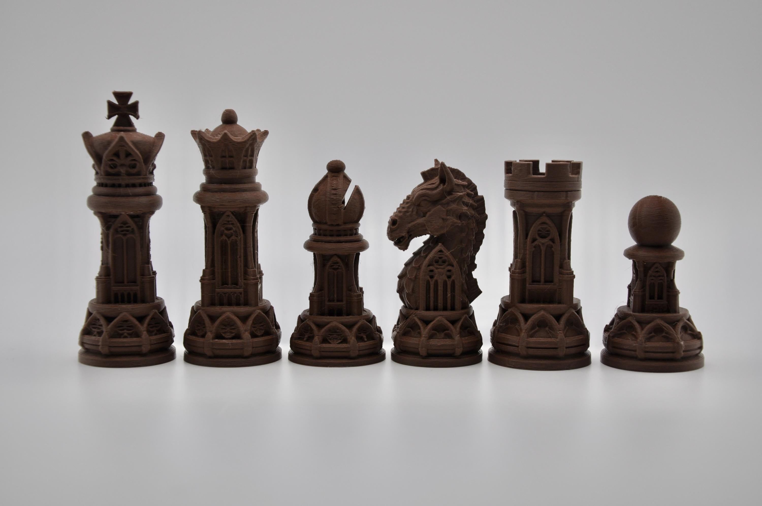 Gothic-Staunton-Schachfigurenset – komplettes 32-teiliges, 3D-gedrucktes PLA-Schachset | Geschenk für Schachfans | Made in Germany FehnFactory