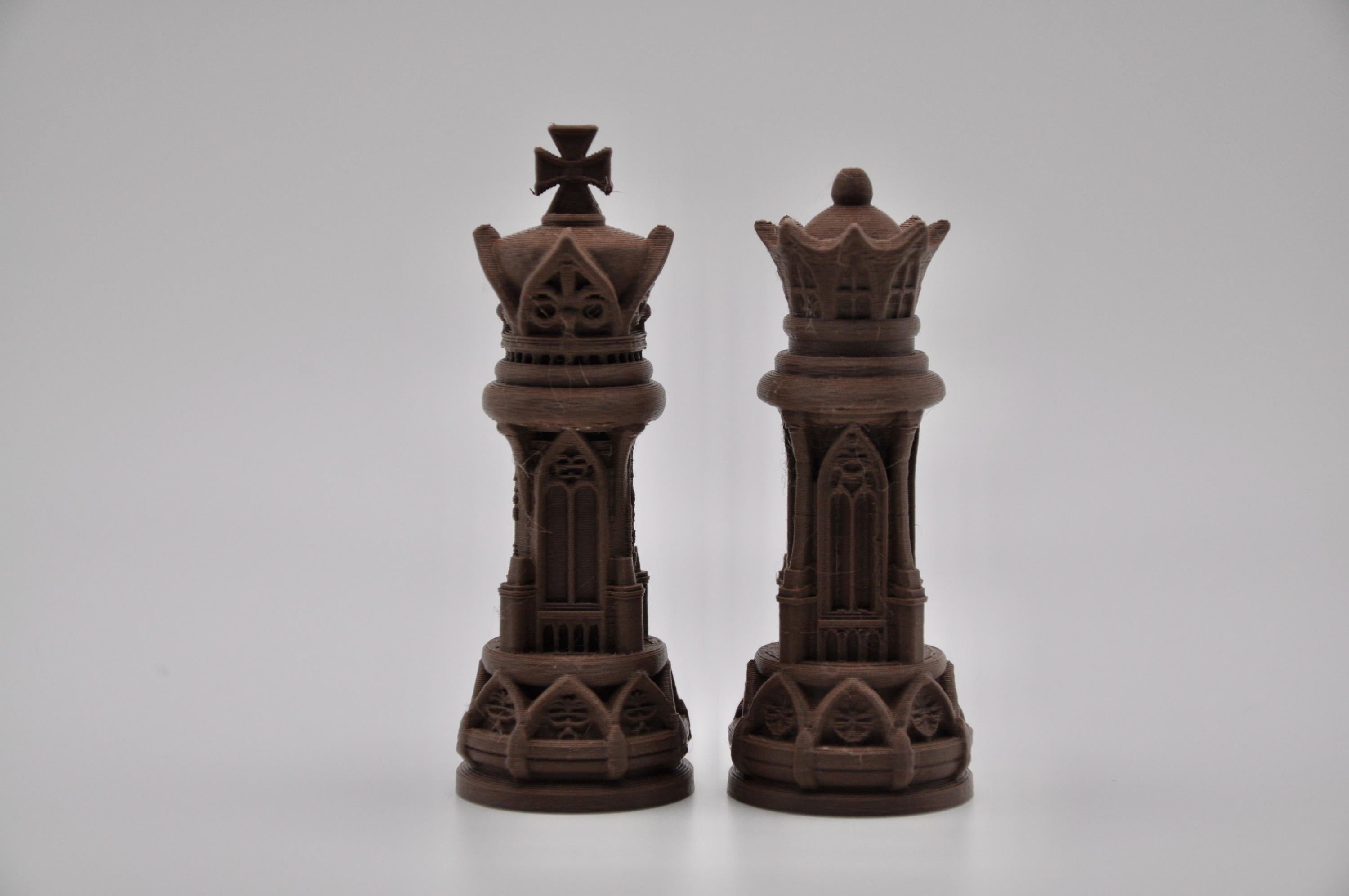Gothic-Staunton-Schachfigurenset – komplettes 32-teiliges, 3D-gedrucktes PLA-Schachset | Geschenk für Schachfans | Made in Germany FehnFactory