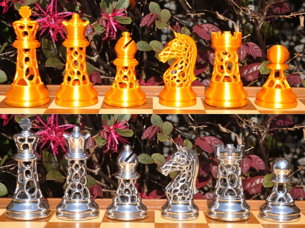 Voronoi-Schachfigurenset – komplettes 32-teiliges, 3D-gedrucktes PLA-Schachset | Geschenk für Schachfans | Sammlerstück | Made in Germany FehnFactory