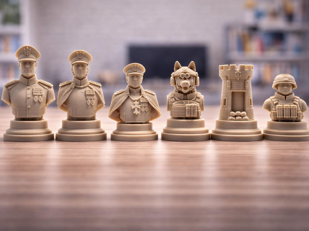 Soldaten-Schachfigurenset – komplettes 32-teiliges, 3D-gedrucktes PLA-Schachset | Geschenk für Schachfans | Sammlerstück | Made in Germany FehnFactory