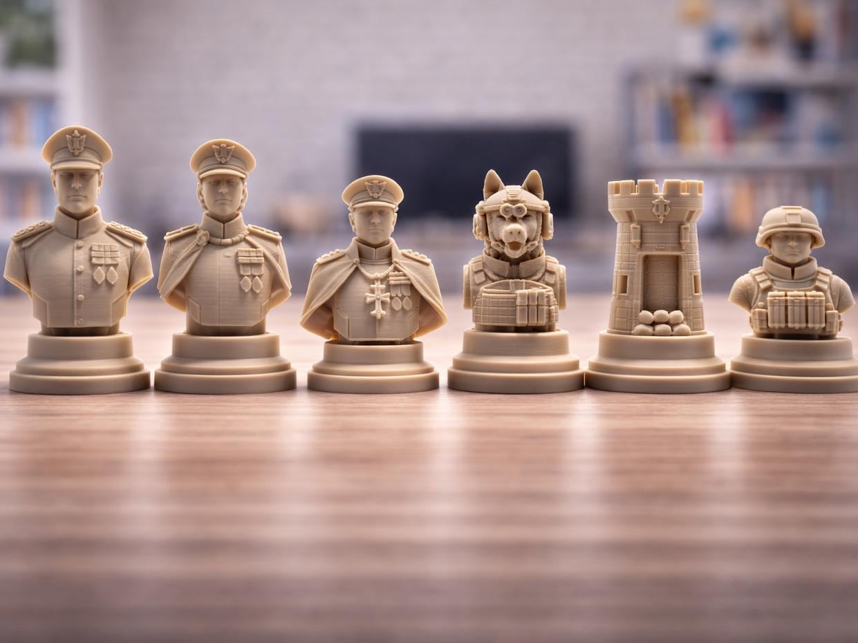 Soldaten-Schachfigurenset – komplettes 32-teiliges, 3D-gedrucktes PLA-Schachset | Geschenk für Schachfans | Sammlerstück | Made in Germany FehnFactory