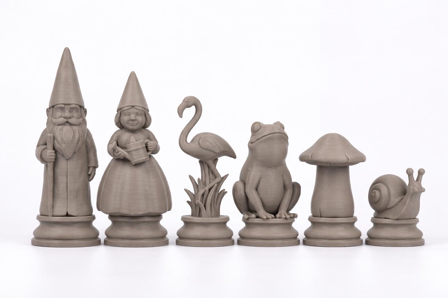 Gartenzwerge-Schachfigurenset – komplettes 32-teiliges, 3D-gedrucktes PLA-Schachset | Geschenk für Schachfans | Made in Germany FehnFactory