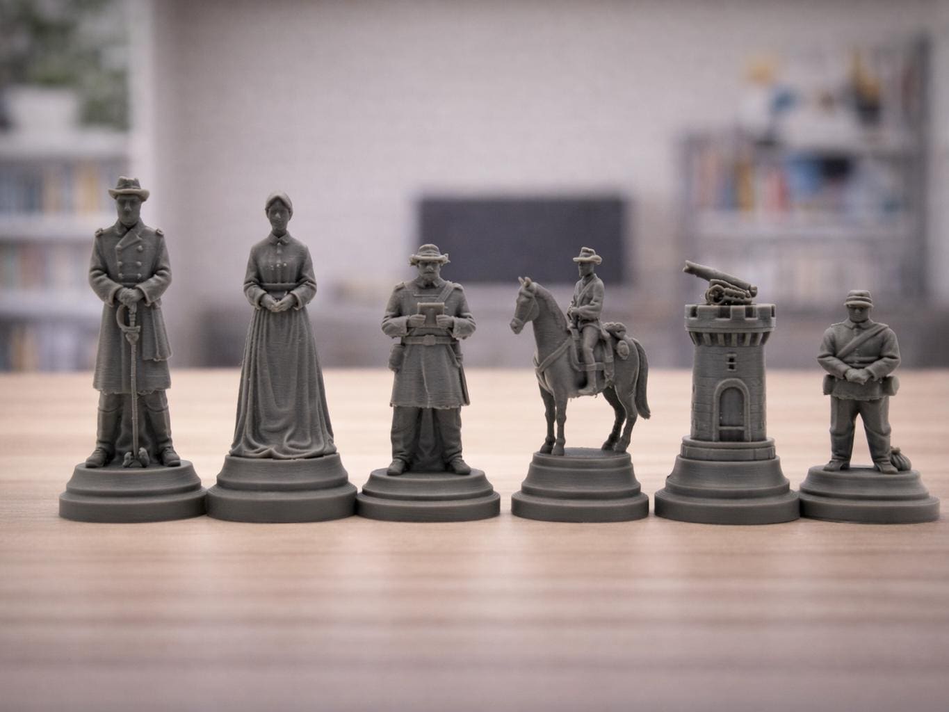 Südstaaten-Schachfigurenset – Amerikanischer Bürgerkrieg – komplettes 32-teiliges, 3D-gedrucktes PLA-Schachset | Made in Germany FehnFactory
