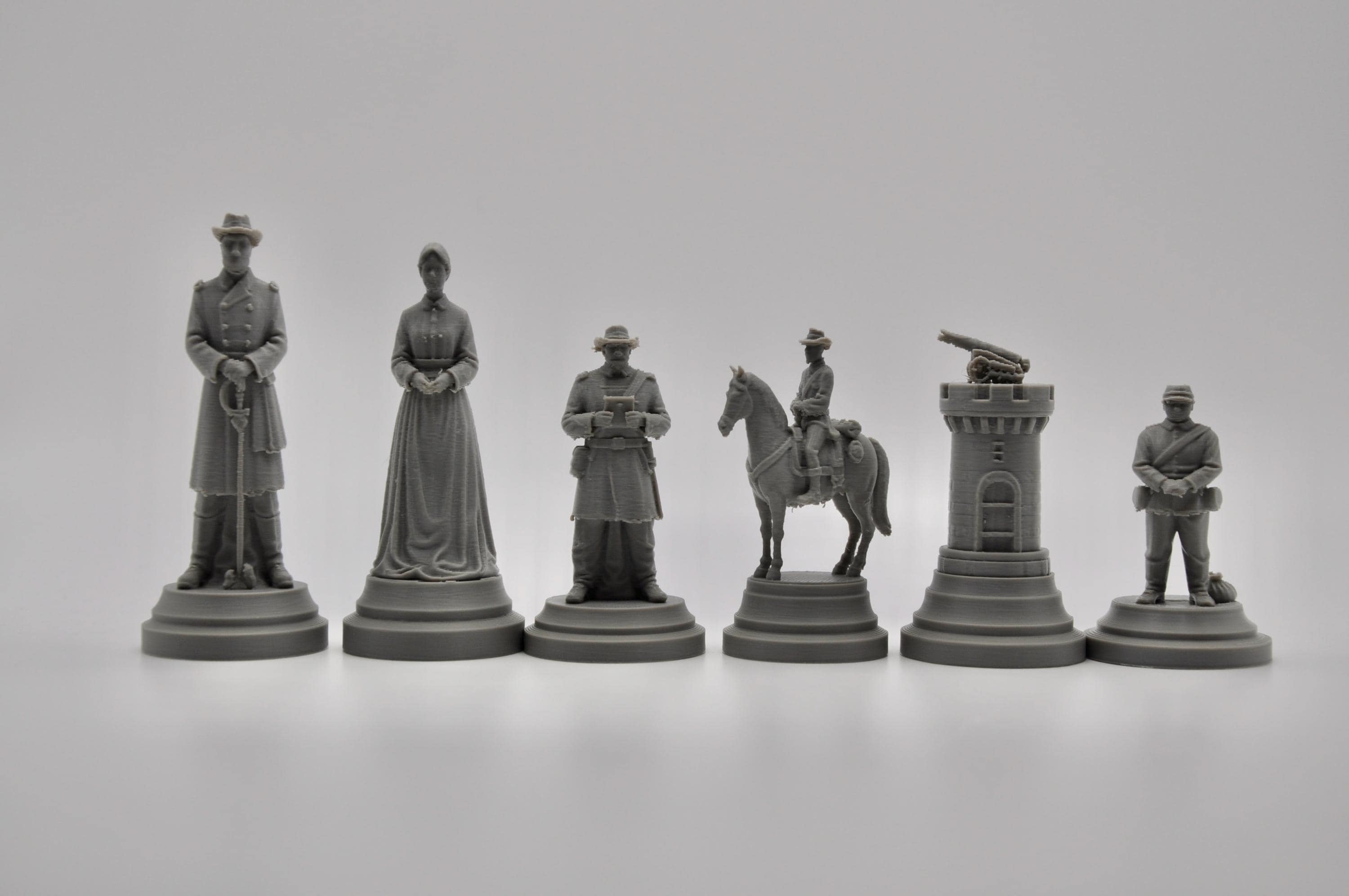 Südstaaten-Schachfigurenset – Amerikanischer Bürgerkrieg – komplettes 32-teiliges, 3D-gedrucktes PLA-Schachset | Made in Germany FehnFactory