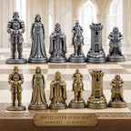 Mittelalter-Schachfigurenset – komplettes 32-teiliges, 3D-gedrucktes PLA-Schachset | Geschenk für Schachfans | Made in Germany FehnFactory
