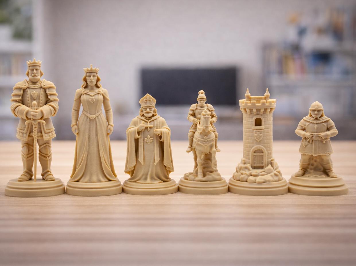 Mittelalter-Schachfigurenset – komplettes 32-teiliges, 3D-gedrucktes PLA-Schachset | Geschenk für Schachfans | Made in Germany FehnFactory