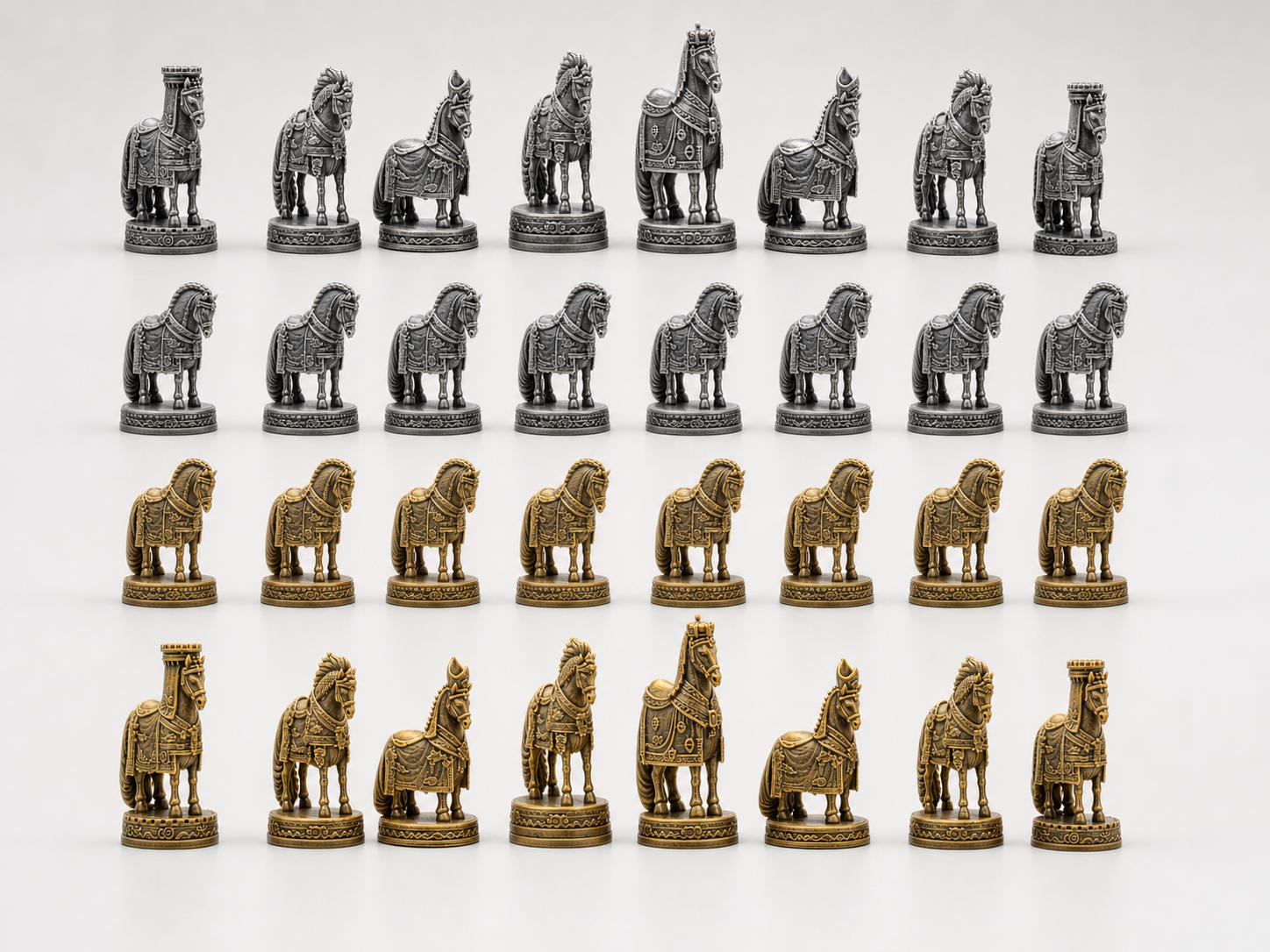 Chinesisch-imperiales Pferde-Schachfigurenset – komplettes 32-teiliges, 3D-gedrucktes PLA-Schachset | Sammlerstück | Made in Germany FehnFactory