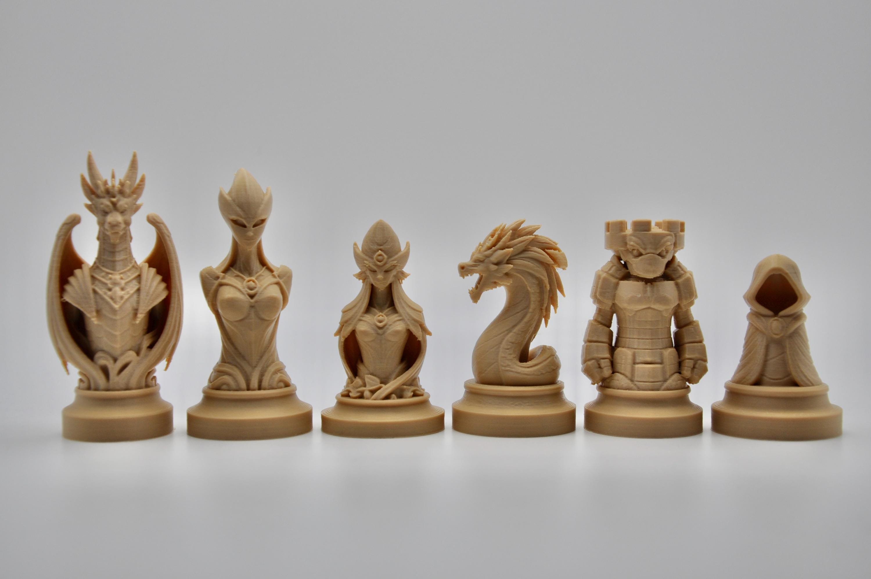 Fantasy-Schachfigurenset – komplettes 32-teiliges, 3D-gedrucktes PLA-Schachset | Geschenk für Schachfans | Sammlerstück | Made in Germany FehnFactory