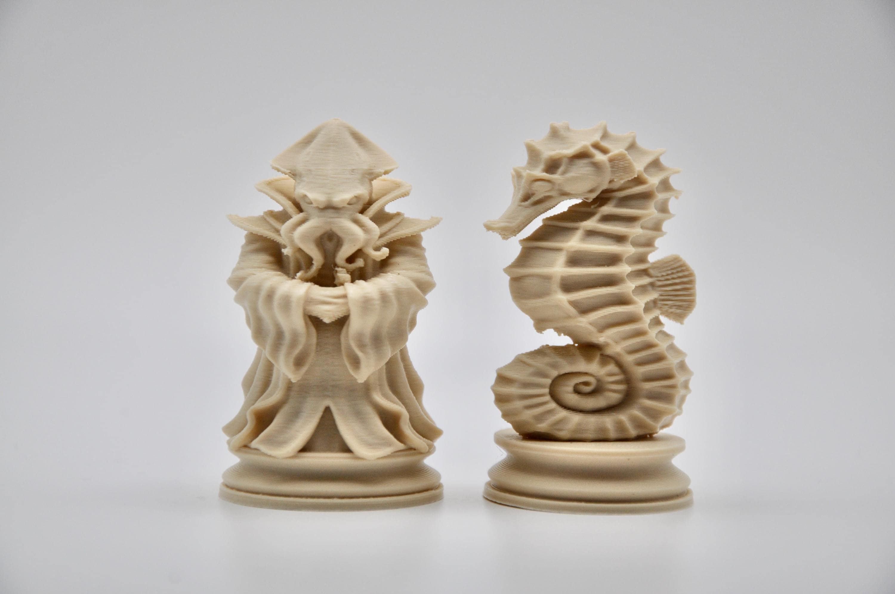 Tiefsee-Schachfigurenset – komplettes 32-teiliges, 3D-gedrucktes PLA-Schachset | Geschenk für Schachfans | Sammlerstück | Made in Germany FehnFactory