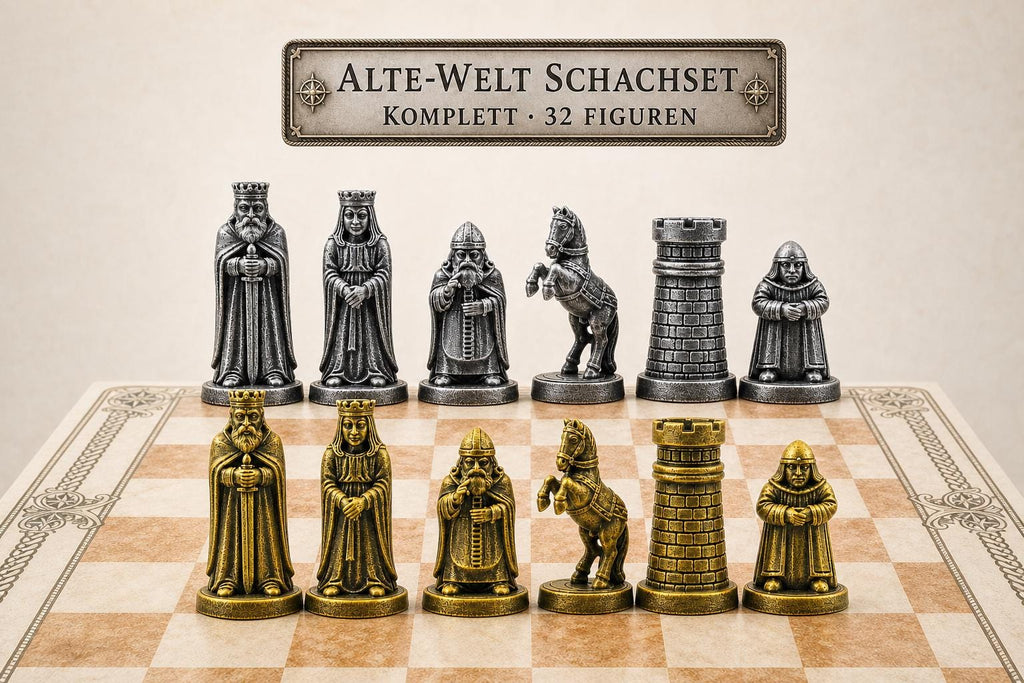 Alte-Welt-Schachfigurenset – komplettes 32-teiliges, 3D-gedrucktes PLA-Schachset | Geschenk für Schachfans | Sammlerstück | Made in Germany FehnFactory