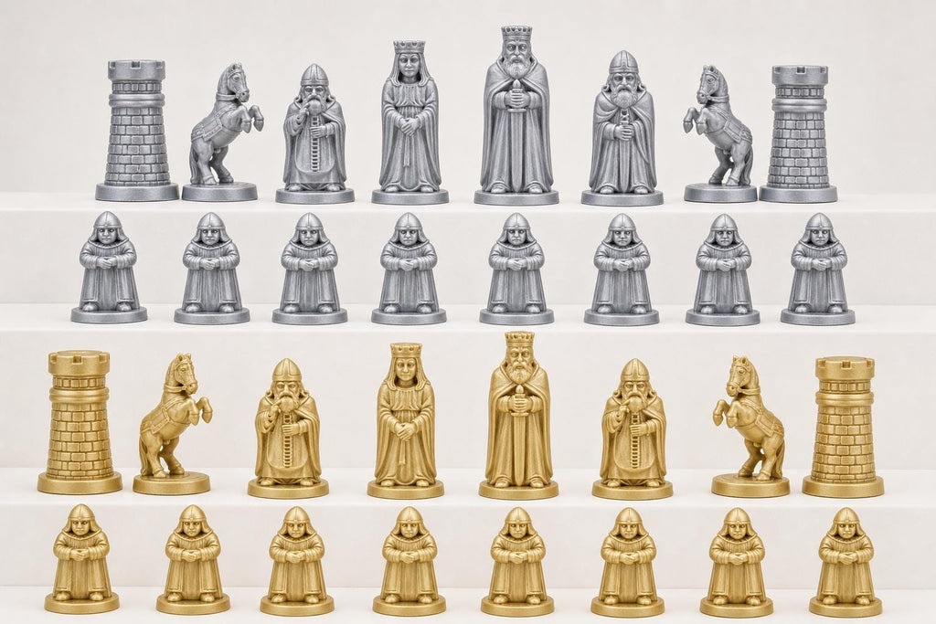 Alte-Welt-Schachfigurenset – komplettes 32-teiliges, 3D-gedrucktes PLA-Schachset | Geschenk für Schachfans | Sammlerstück | Made in Germany FehnFactory