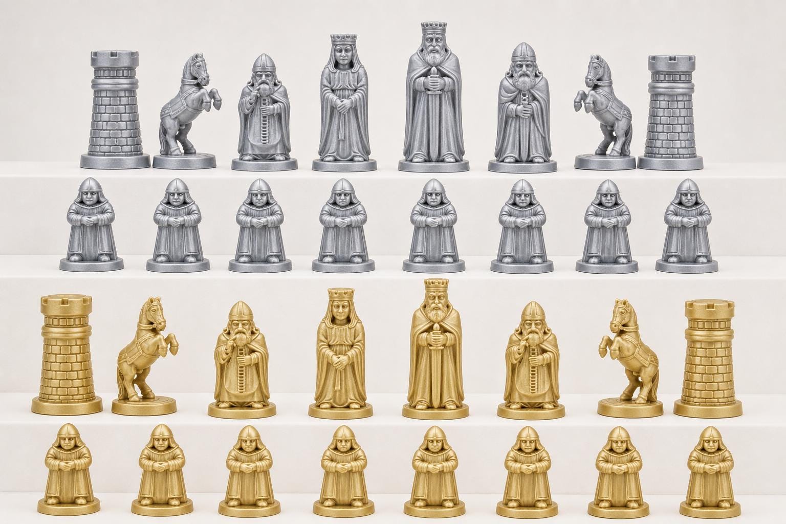 Alte-Welt-Schachfigurenset – komplettes 32-teiliges, 3D-gedrucktes PLA-Schachset | Geschenk für Schachfans | Sammlerstück | Made in Germany FehnFactory