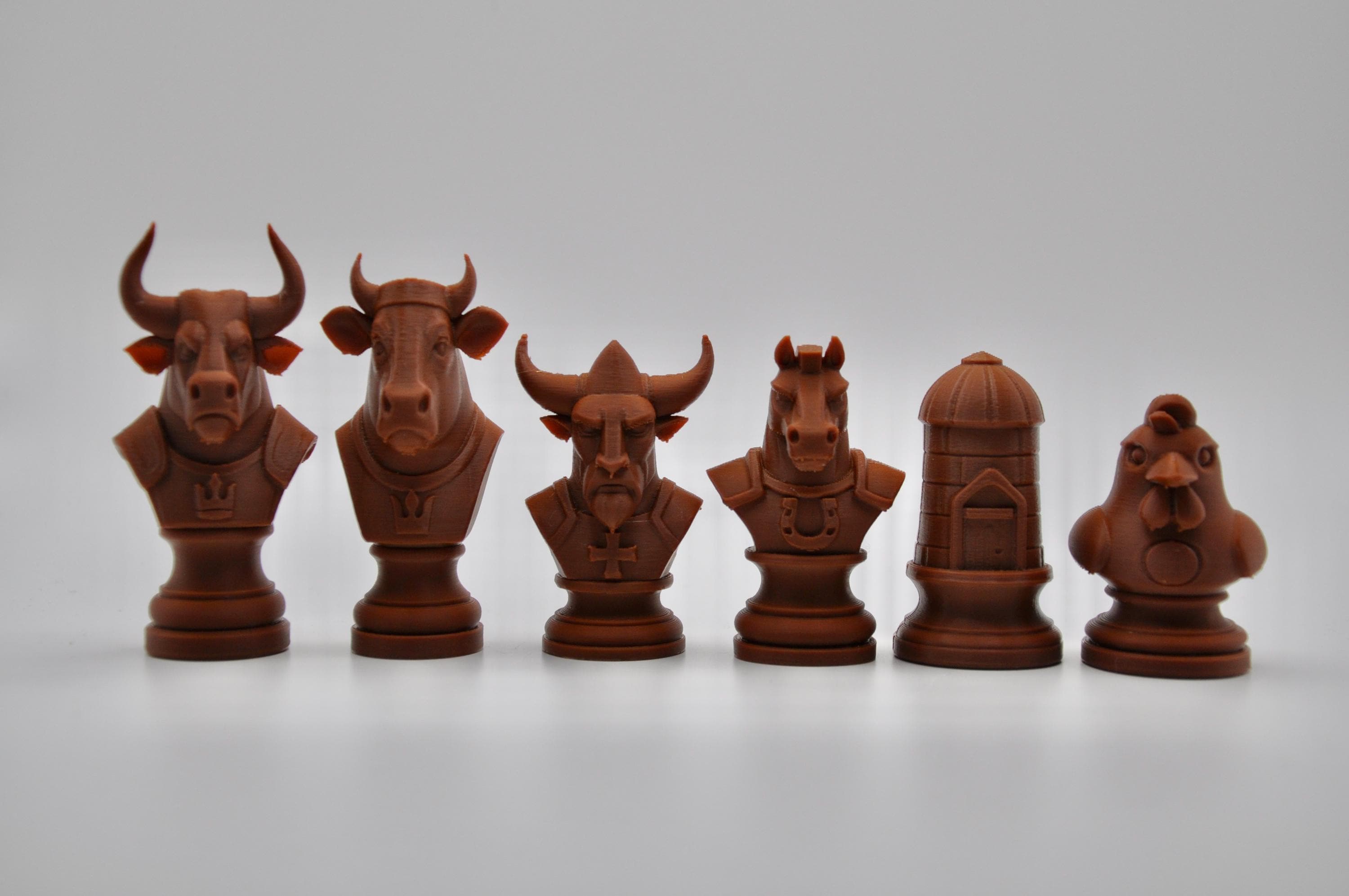 Bauernhoftiere-Schachfigurenset – komplettes 32-teiliges, 3D-gedrucktes PLA-Schachset | Geschenk für Schachfans | Made in Germany FehnFactory